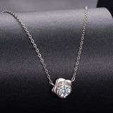 925 Sterling Silver Moissanite 0.5 Carat White Gold Plated Necklace for Women