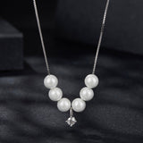 925 Sterling Silver Moissanite & Quality Shell Pearl Adjustable Necklace for Women