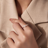 925 Sterling Silver White Gold Plated Ring with Nacre and CZ for Women