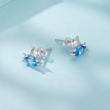 925 Sterling Silver 0.8cm White Gold Plated CZ Earrings for Women