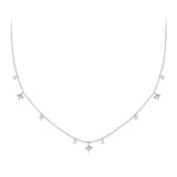925 Sterling Silver Plated White Gold Pendant Necklace with CZ Charm for Women 38+6cm