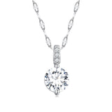 925 Sterling Silver Necklace with Pavé Setting CZ - Adjustable Length, Platinum Plated - Women's Jewelry