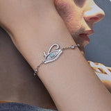 925 Sterling Silver Pavé Setting CZ & Translucent Opal Bracelet 160+50mm for Women