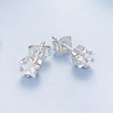925 Sterling Silver White Gold Plated Earrings 0.5cm with CZ