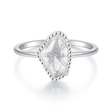 925 Sterling Silver Ring with Transparent Glass and CZ, 0.15cm Width, for Women