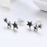 S925 Oxidized Silver Pavé CZ Earrings for Women