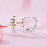 925 Sterling Silver Plated White Gold & Gold Hoop Earrings for Women