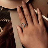 925 Sterling Silver Enamel White Gold Pave Set CZ Ring