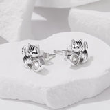 925 Sterling Silver Brass White Gold Plated Earrings with CZ for Women