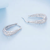 925 Sterling Silver Earrings with Pavé Set CZ, 2.5cm x 0.8cm, for Women