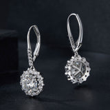 925 Sterling Silver Moissanite 1ct Earrings 26x11mm Pavé White Gold for Women