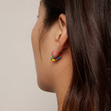 925 Sterling Silver Enamel Plated Earrings 14*2mm for Women