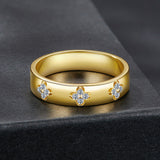 925 Sterling Silver Moissanite Gold Plated Ring for Women, Size 6