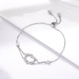 925 Sterling Silver Heart Shaped Bracelet 22CM for Women