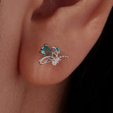925 Sterling Silver White Gold Plated 1.0x0.7cm CZ Earrings for Women