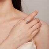 925 Sterling Silver Enamel Pavé Setting Ring for Women