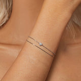 925 Sterling Silver White Gold Plated Heart-Shaped Bracelet with CZ, Length 150+60mm