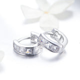 925 Sterling Silver Plated Platinum Pavé Setting CZ Earrings