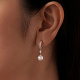 925 Sterling Silver Moissanite and Synthetic Pearl Earrings for Women