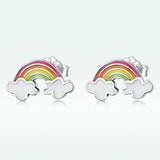 925 Sterling Silver Earrings with Enamel Process in Oxidized Silver for Women