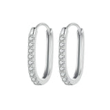 925 Sterling Silver Earrings with Pavé Setting CZ in Platinum for Women