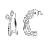 925 Sterling Silver Moissanite Earrings for Women - 1.4x0.5cm, Pavé Setting