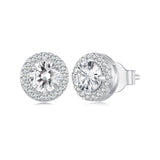 925 Sterling Silver 6.5mm Pavé Setting CZ Earrings
