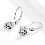 925 Sterling Silver Earrings with CZ and Platinum Plating, 2.3*0.8 cm