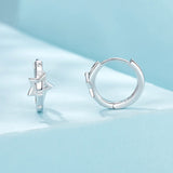 925 Sterling Silver & White Gold Earrings with Pavé Setting CZ - 12x6mm for Women