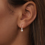 925 Sterling Silver & Moissanite 0.30 Carat Earring with Freshwater Pearl for Women
