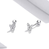 925 Sterling Silver Earrings with CZ in Pavé Setting - 0.4*0.5cm - Women