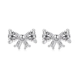 925 Sterling Silver White Gold Plated CZ Earrings for Women - 0.7x1.0cm