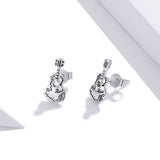 925 Sterling Silver & Oxidized Silver Earrings for Women - 1.3*0.6cm