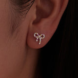 925 Sterling Silver White Gold Plated Pavé Setting CZ Earrings 1.0cm for Women