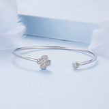 925 Sterling Silver Bracelet with Pavé Setting CZ, Inner Diameter 550mm, 2.0mm Wide, Unisex