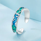 925 Sterling Silver Enamel White Gold Plated 5mm Ring
