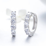 925 Sterling Silver Earrings with Pavé CZ in Platinum Plating, 1.6 x 0.3 cm for Women