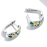 925 Sterling Silver Earrings for Women - Enamel Process - Oxidized Silver - 1.4x0.6 cm