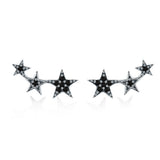 S925 Oxidized Silver Pavé CZ Earrings for Women