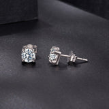925 Sterling Silver & Moissanite Earrings - White Gold Plated, 0.5ct, Style S for Women