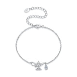 925 Sterling Silver White Gold Plated CZ Pavé 15+6cm Chain 1.0x1.7cm Pendant Bracelet for Women