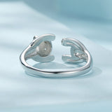 925 Sterling Silver Enamel Process Pavé Setting CZ Ring for Women