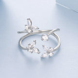 925 Sterling Silver Pavé Setting CZ White Gold Plated Ring 0.18cm for Women