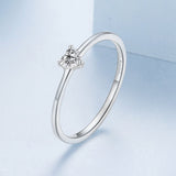 925 Sterling Silver 0.4cm Heart-shaped CZ Ring
