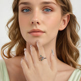 925 Sterling Silver Enamel White Gold Pave Set CZ Ring