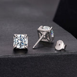 925 Sterling Silver & Moissanite Earrings - White Gold Plated, 0.5ct, Style S for Women