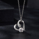 925 Sterling Silver Moissanite Necklace with Pendant and White Gold Plating for Women