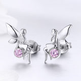 925 Sterling Silver Earrings with Pavé Setting CZ, 1.6*0.7 cm for Women