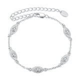 925 Sterling Silver White Gold Plated Bracelet with CZ Pendants for Women