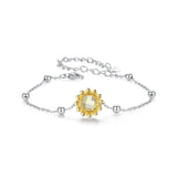 925 Sterling Silver White Gold Plated Bracelet with Transparent Glass Charm for Women